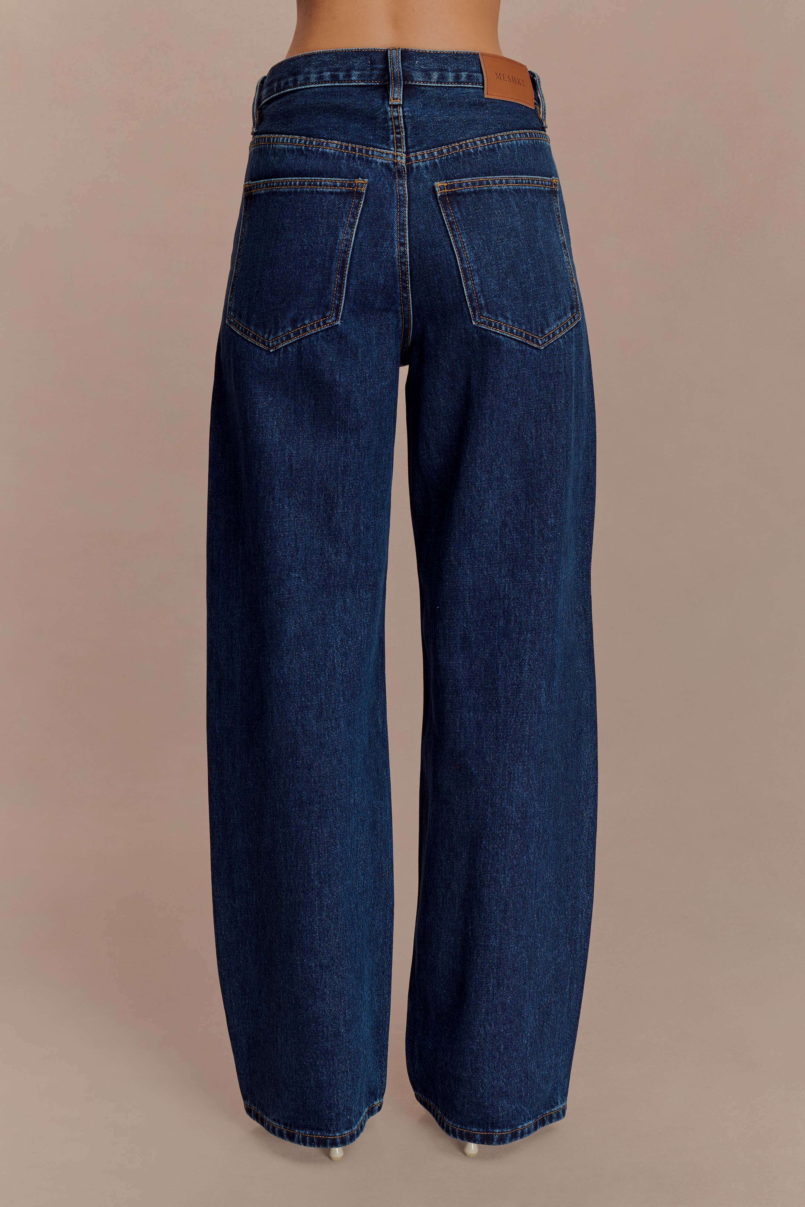 Laina Mid Rise Diamante Denim Jeans - Midnight Blue