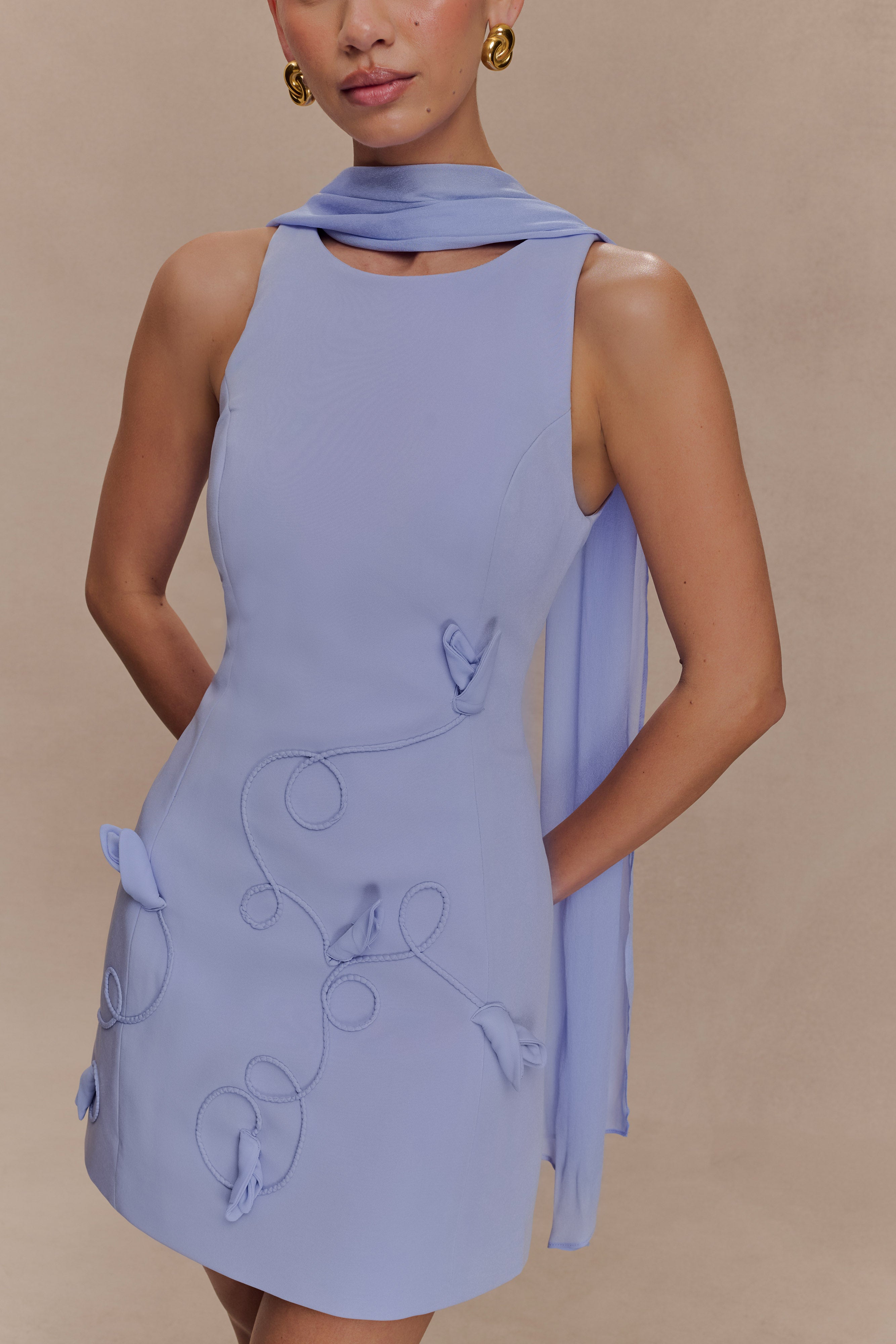 Skyler Suiting Embroidered Mini Dress - Lilac