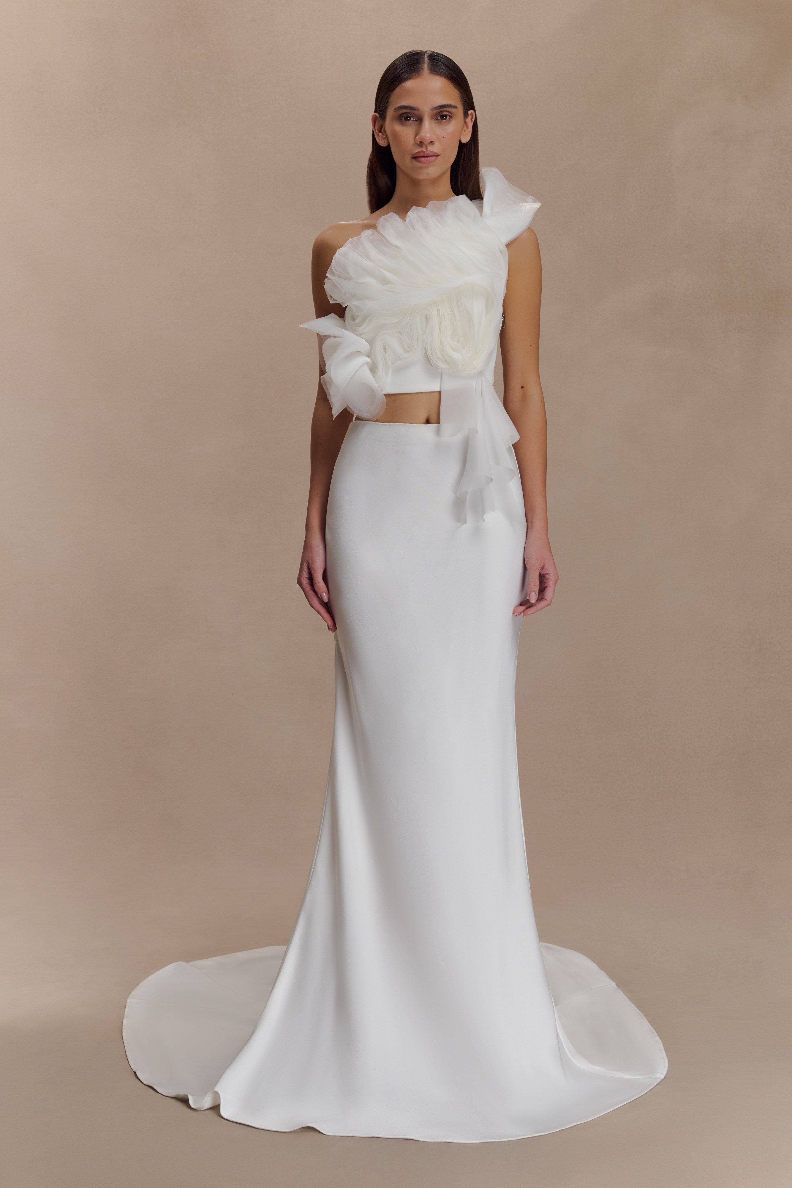 Clara Fishtail Maxi Skirt - White