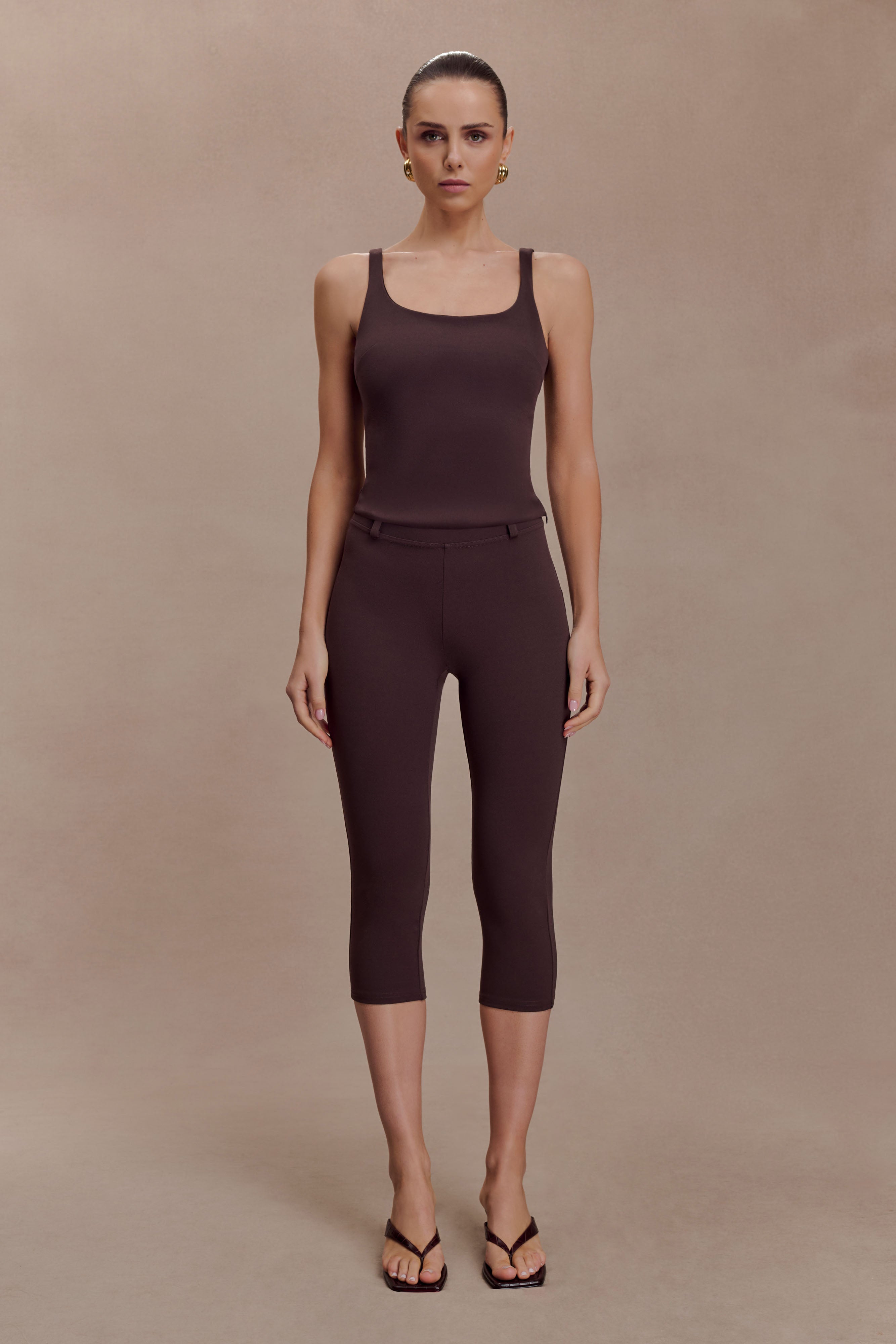 Blanca Stretch Crepe Cami Top - Chocolate