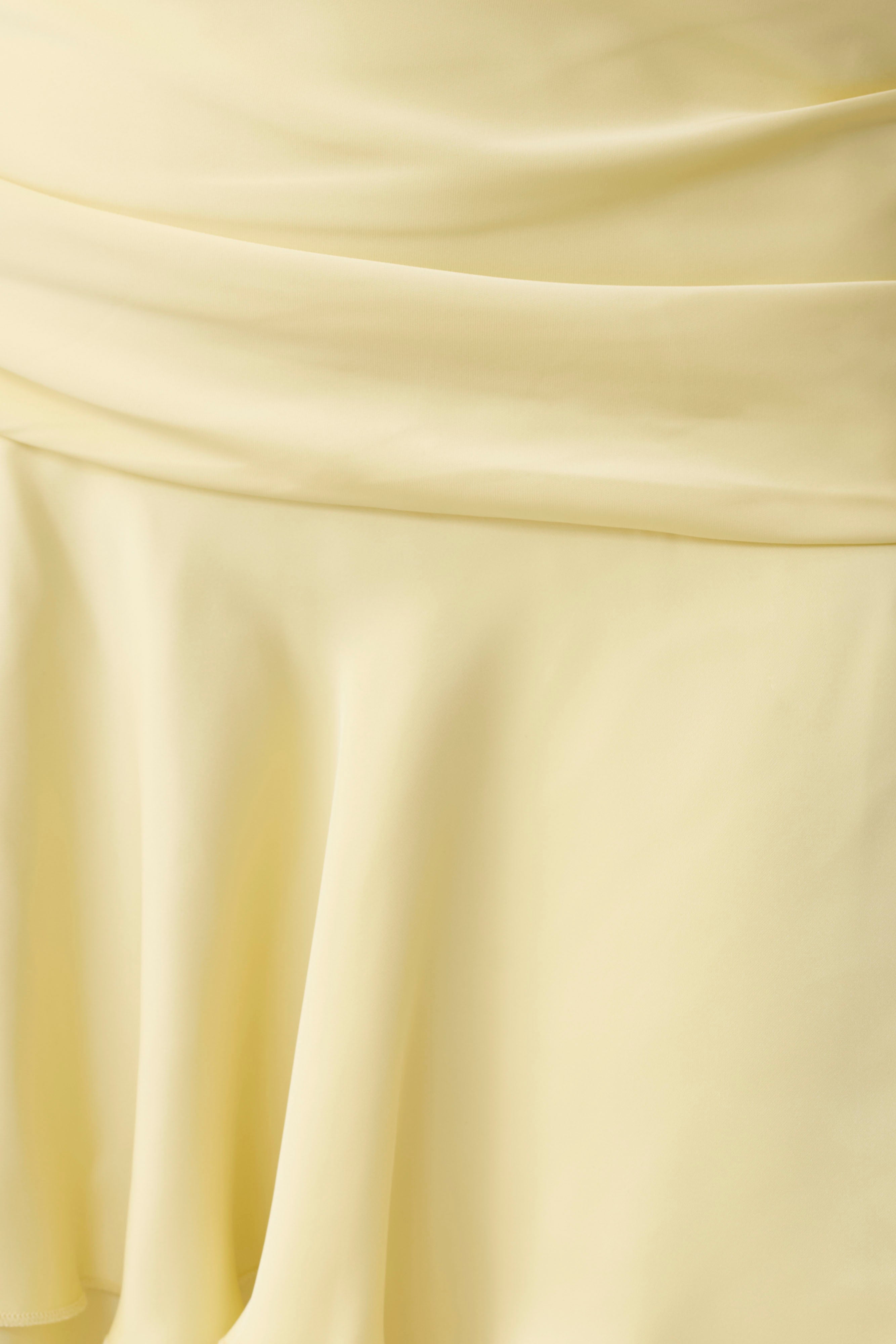 Poppy Satin Halter Mini Dress - Lemon